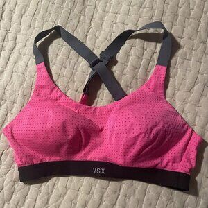 Victoria's Secret 32B Sports Bra Lightweight Pink Gray Black Padded Crossback